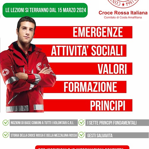 Croce Rossa Italiana, dal 15 marzo in Costiera Amalfitana i corsi di formazione per diventare volontario