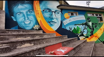 A Tramonti il cuore batte ancora per Franco Amato e Luca Buonocore: inaugurato il murales firmato AMED