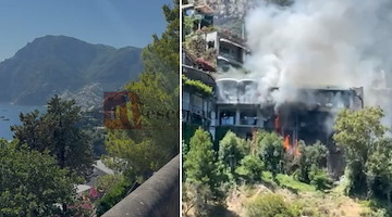 Falso allarme a Positano: in fiamme sterpaglie nei pressi de "Il San Pietro", nessun danno a cose o persone