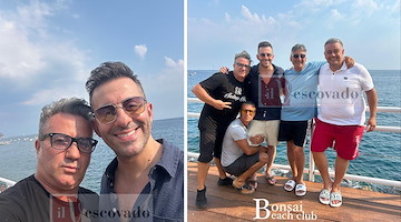 Francesco Cicchella a pranzo al Bonsai Beach Club ospite di Rosario Sepe