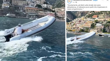 Positano, impennate col gommone davanti alla costa: il video indigna il deputato Borrelli 