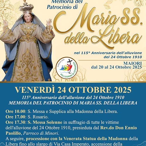 115 anni dall'alluvione del 1910: Maiori ricorda le vittime e ringrazia Maria SS. della Libera