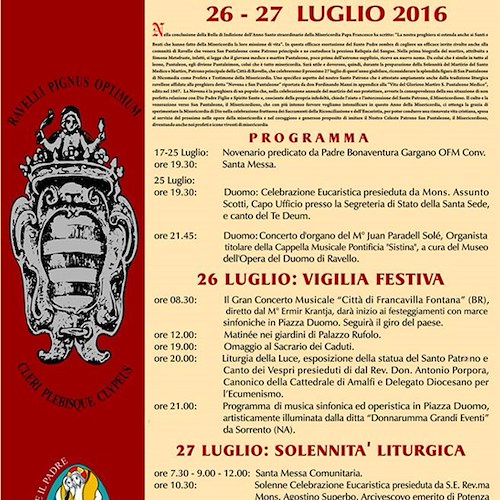 26-27 luglio: Ravello festeggia San Pantaleone /PROGRAMMA