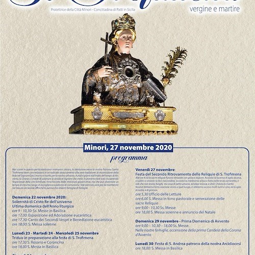 27 novembre, Minori festeggia secondo ritrovamento reliquie Santa Trofimena [PROGRAMMA]