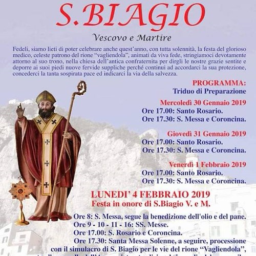 4 febbraio, Amalfi festeggia San Biagio