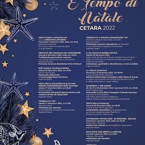 A Cetara “È tempo di Natale”: dal 7 dicembre all’8 gennaio il programma completo delle festività