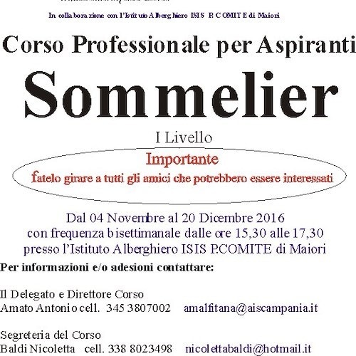 A Maiori il corso di sommelier AIS di primo livello