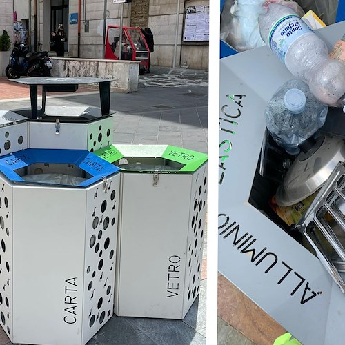 A Maiori installati i nuovi cestini per differenziare i rifiuti, ma l'inciviltà è prevaricante