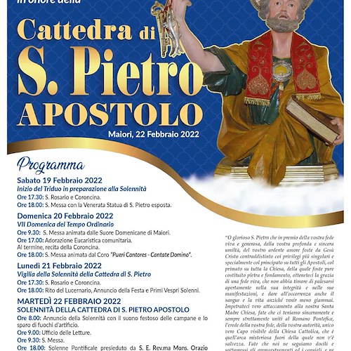 A Maiori si festeggia la Cattedra di San Pietro Apostolo, le offerte serviranno per il restauro della statua