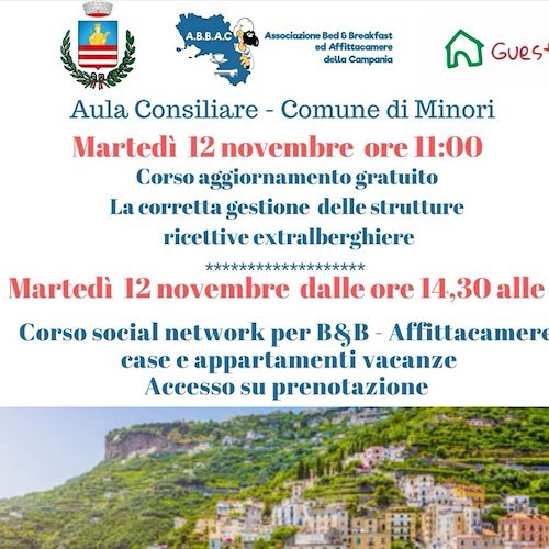 A Minori un corso di aggiornamento per gestori di B&B e case vacanza