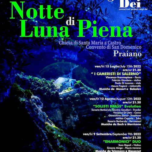 A Praiano "I Suoni degli Dei" celebrano le Notti di Luna Piena /PROGRAMMA