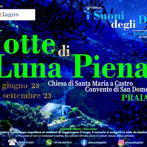 A Praiano tornano le “Notti di Luna Piena”, a giugno e settembre due concerti jazz sul Sentiero degli Dei