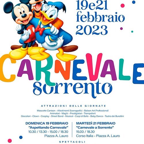 A Sorrento due giorni dedicati al Carnevale