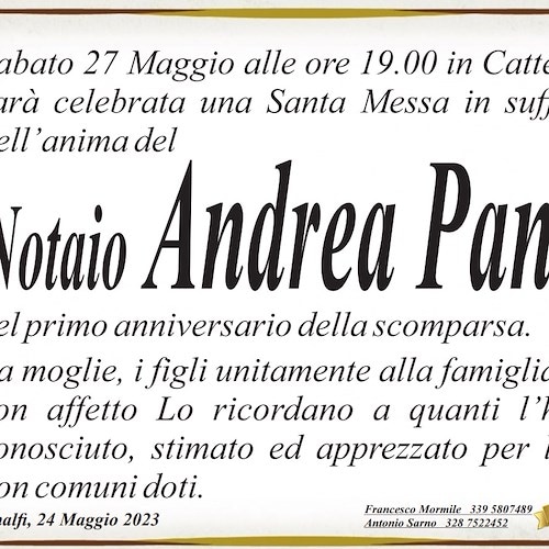 A un anno dalla scomparsa Amalfi ricorda il Notaio Andrea Pansa: 27 maggio Santa Messa in Cattedrale