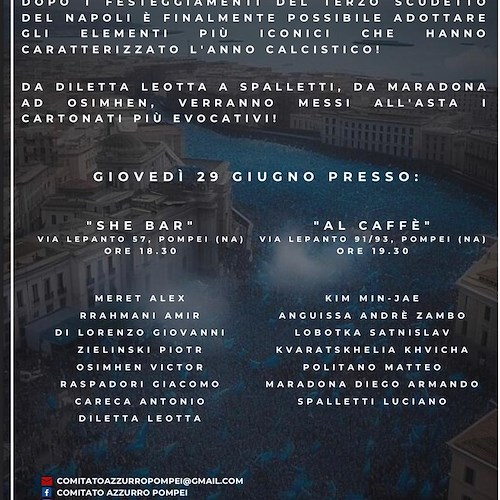 "Adotta una sagoma": a Pompei la squadra del Napoli (e Diletta Leotta) finiscono all’asta per beneficenza