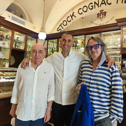 Adriano Galliani in vacanza a Minori, ospite con Marzullo ad Amalfi presso la storica Pasticceria Pansa 