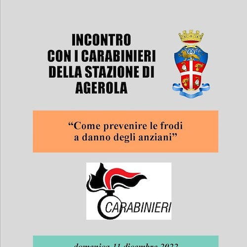 Agerola, 11 dicembre un incontro con i Carabinieri per imparare a tutelarsi dalle truffe