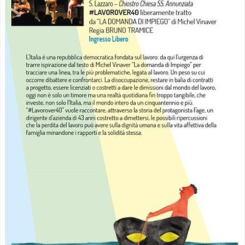 Agerola, al festival 'Sui Sentieri degli Dei' in scena il dramma del precariato #Lavorover40 giovedì 21 luglio
