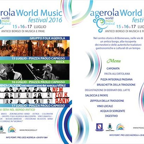 Agerola, dal 15 al 17 luglio torna il World Music Festival
