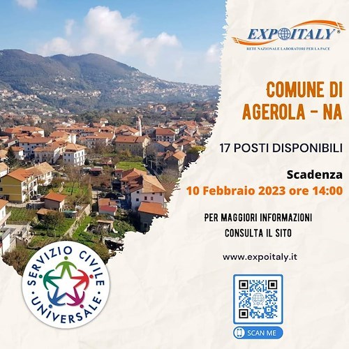Agerola seleziona 17 volontari del Servizio Civile: domande entro il 10 febbraio