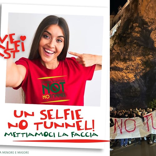 Al via la campagna social “Un selfie NoTunnel - Mettiamoci la faccia” contro la galleria Minori-Maiori