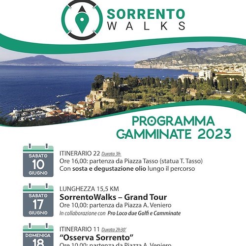 Al via la prima edizione del "Gran Tour Sorrento Walks", 15 chilometri di camminate, sospesi tra terra e mare