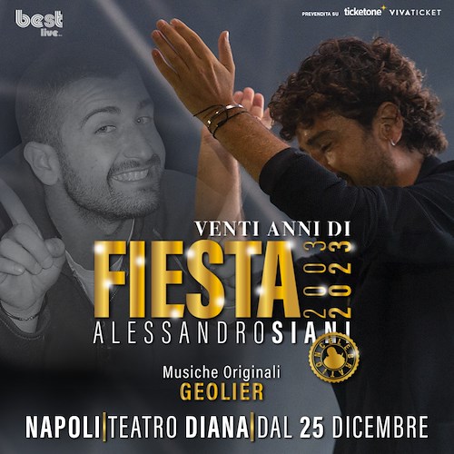 Alessandro Siani celebra 20 anni di carriera dal palco del Teatro Diana di Napoli con una rivisitazione di “Fiesta”