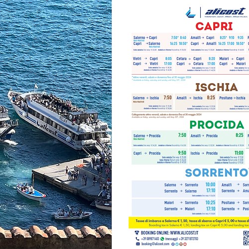 Alicost: nuovi orari per Ischia, Procida, Capri e Sorrento /orario completo