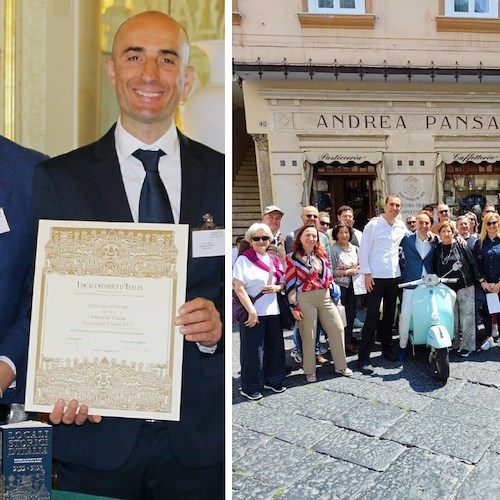 Alla Pasticceria Pansa il Diploma d'Onore dei "Locali storici d’Italia": delegazione titolari in visita ad Amalfi