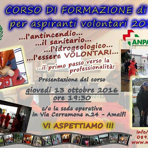 Amalfi, al via corsi di formazione per aspiranti volontari della Pubblica Assistenza Millenium
