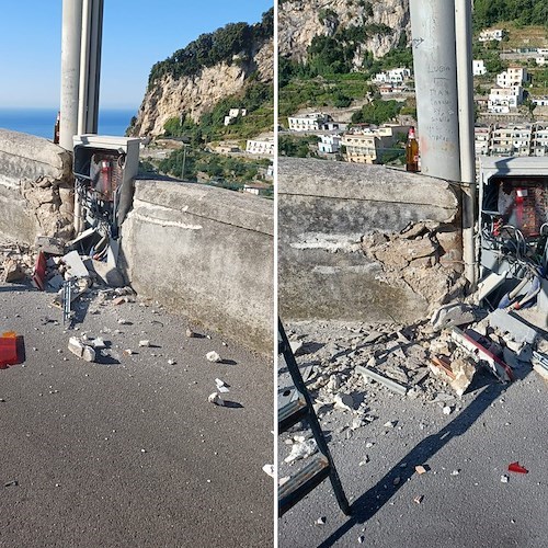 Amalfi, autobotte in manovra urta armadio elettrico: intervento Enel a Pogerola