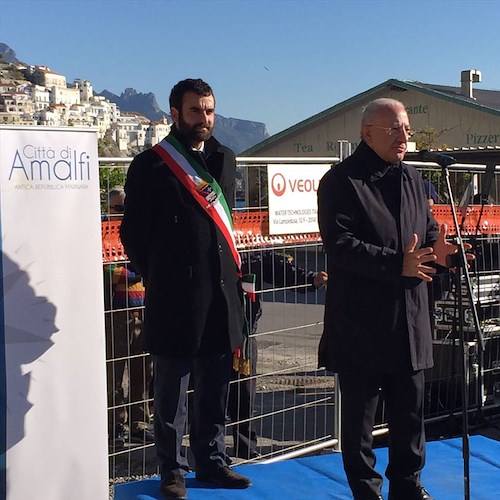 Amalfi, De Luca inaugura cantiere del depuratore: «La qualità delle acque obiettivo strategico della Regione» [VIDEO]