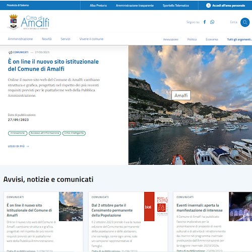 Amalfi, è on line il nuovo sito istituzionale del Comune