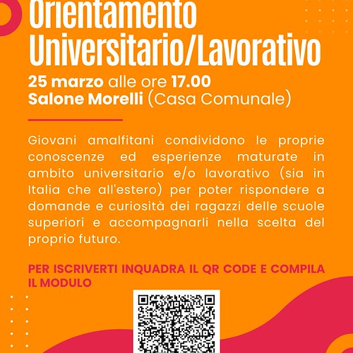 Amalfi, Forum dei Giovani organizza giornata di orientamento universitario/lavorativo per i liceali 
