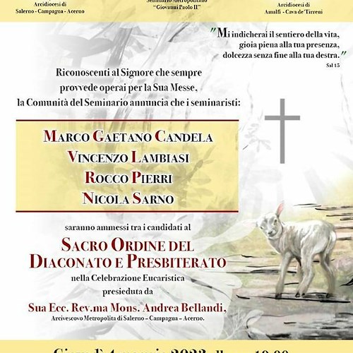 Amalfi in festa per l'ammissione di Nicola Sarno al Sacro Ordine del Diaconato e Presbiterato