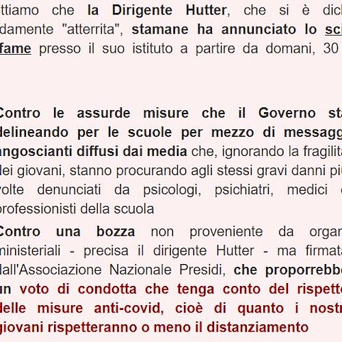 Amalfi, la preside indice sciopero della fame contro «assurde» misure anti-Covid del Governo. Ministero Istruzione «bacchetta» la Hutter
