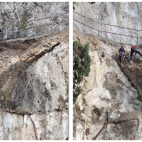 Amalfi, lavori di ripristino della Statale: demolita la vecchia arcata [FOTO-VIDEO]