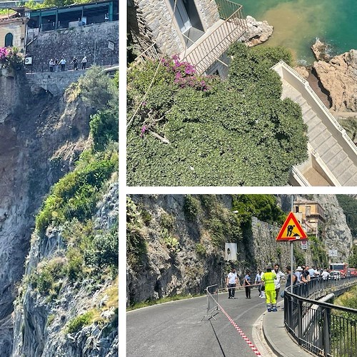 Amalfi, muri di contenimento franano a mare: nessuna persona coinvolta /FOTO