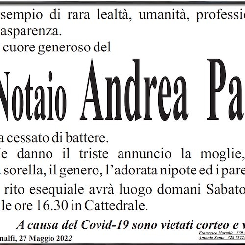 Amalfi piange la morte del Notaio Andrea Pansa