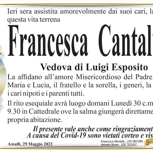 Amalfi piange la morte della Signora Francesca Cantalupi, vedova Esposito
