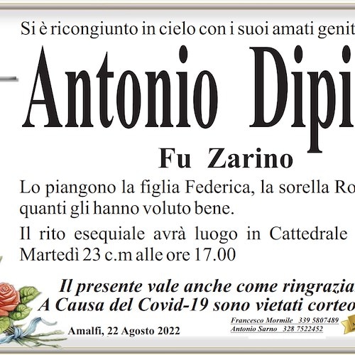 Amalfi piange la morte di Antonio Dipino