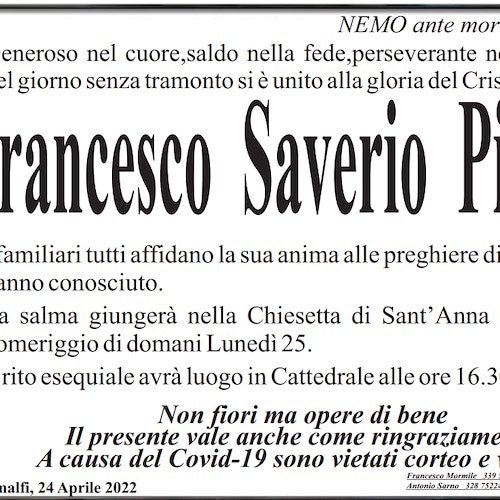 Amalfi piange la morte di Francesco Saverio Pisani