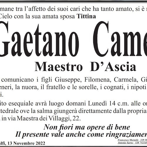 Amalfi piange la morte di Gaetano Camera, uno degli ultimi Maestri D'Ascia
