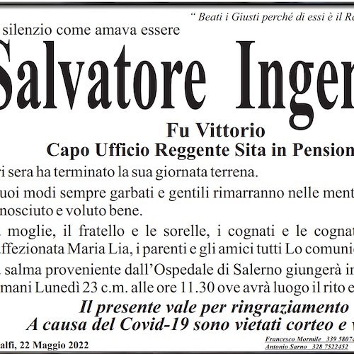 Amalfi piange la morte di Salvatore Ingenito