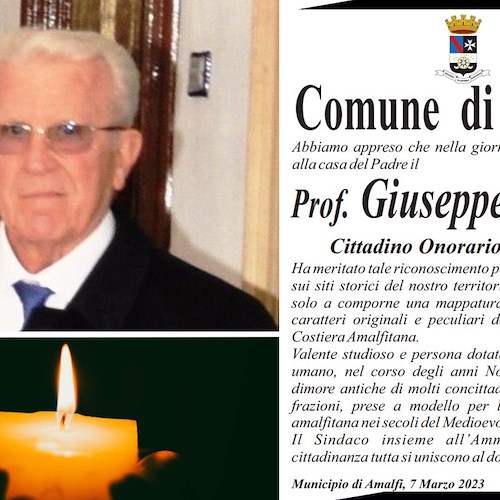 Amalfi piange la scomparsa del cittadino onorario e professore Giuseppe Fiengo