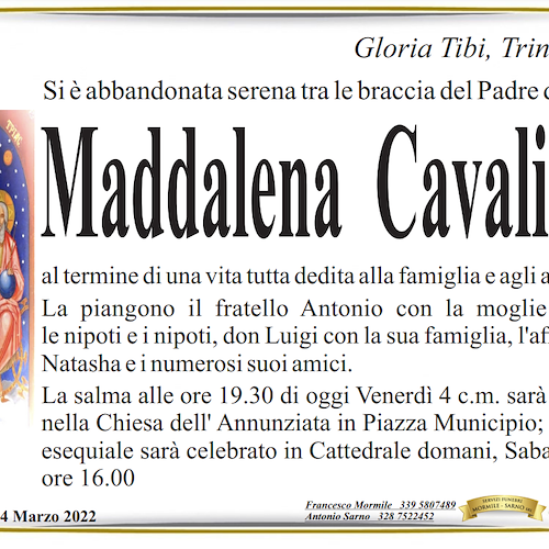 Amalfi piange la scomparsa di Maddalena Cavaliere, "mamma" di tutti i ragazzi che frequentavano il Centro di Solidarietà "Marini"