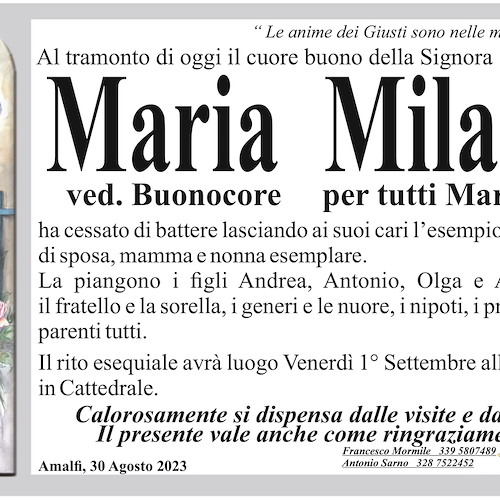 Maria Milano, vedova Buonocore per tutti Marietta