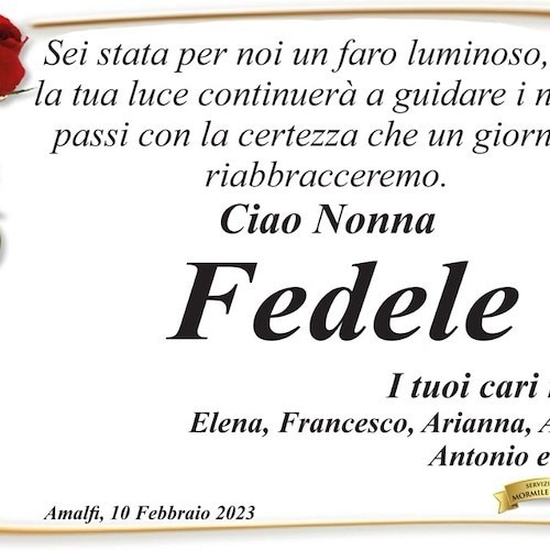 Amalfi porge l'ultimo saluto alla signora Fedele Pisani, vedova Sommariva