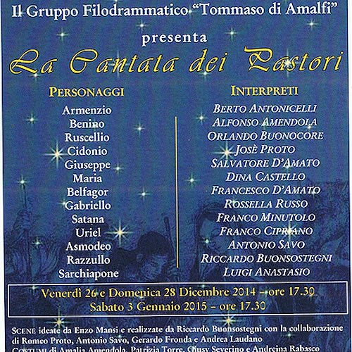 Amalfi, sabato 10 replica de 'La cantata dei pastori'