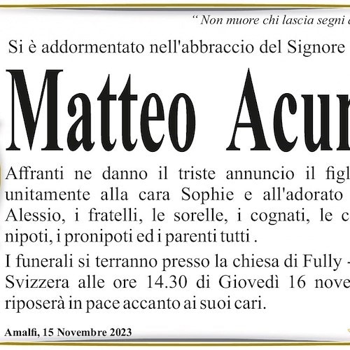 Lutto Acunto ad Amalfi
